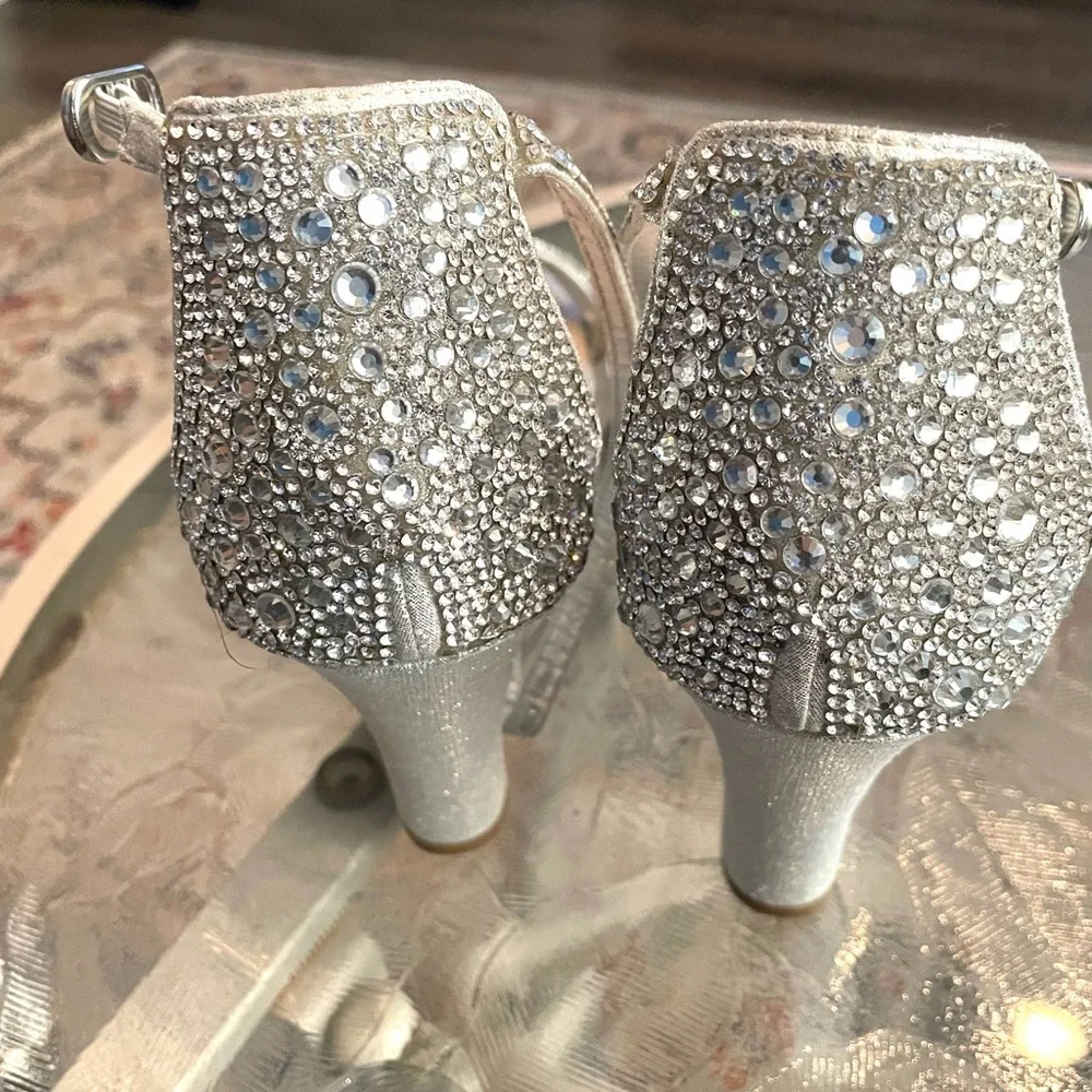 Silver Heels with Rhinestone Embellishments - Picture 3 of 5